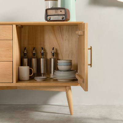 Wuye北欧餐边柜实木储物柜多功能现代简约日式橡木小户型玄关柜