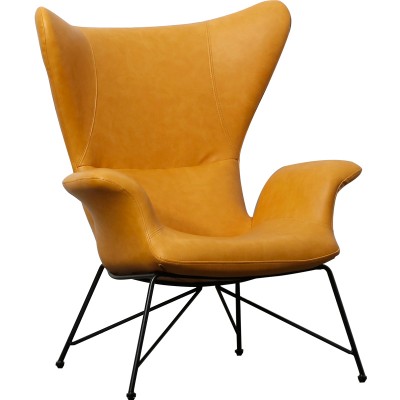 北欧真皮单椅现代简约设计师老虎椅子客厅卧室休闲椅铁艺高背单椅
