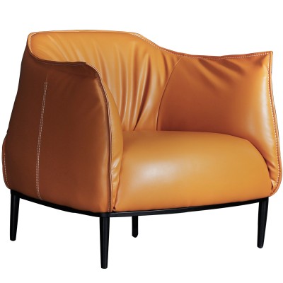 单人沙发真皮头层牛皮沙发椅书房客厅接待椅简约现代北欧休闲沙发