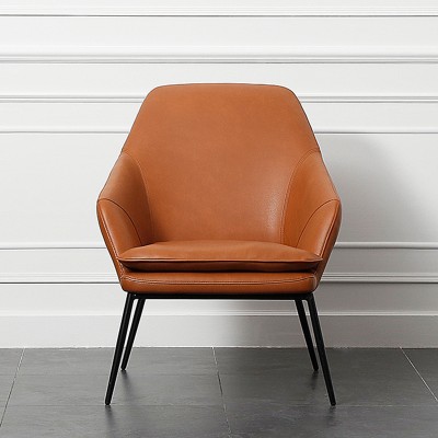 北欧沙发单椅简约现代客厅休闲椅创意铁艺单人皮艺小户型真皮单椅