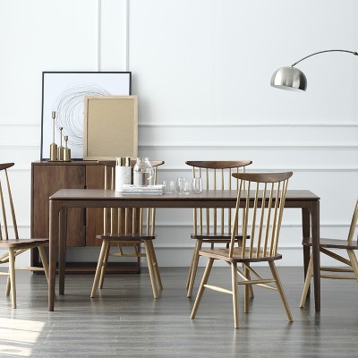 物也HZ3/原创北欧黑胡桃实木餐桌长方形现代简约原木家具