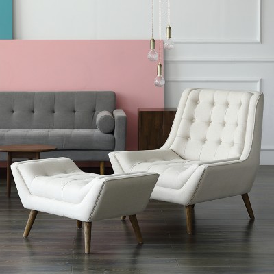 物也/HF4北欧单人布艺沙发现代简约小户型客厅沙发椅脚凳