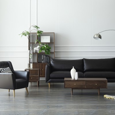 物也HF2北欧牛皮沙发现代简约客厅真皮沙发椅单人设计师