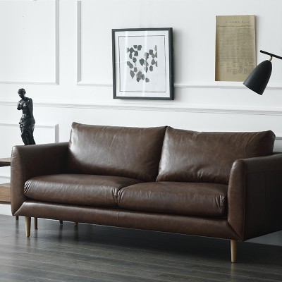 物也HF3北欧现代油蜡皮沙发单双三人组合牛皮沙发客厅家具