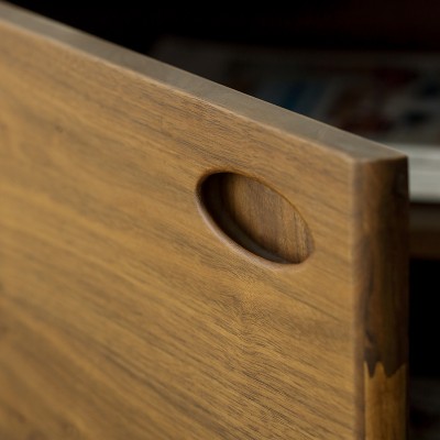 物也HG6实木电视柜北欧现代简约小户型客厅家具黑胡桃地柜