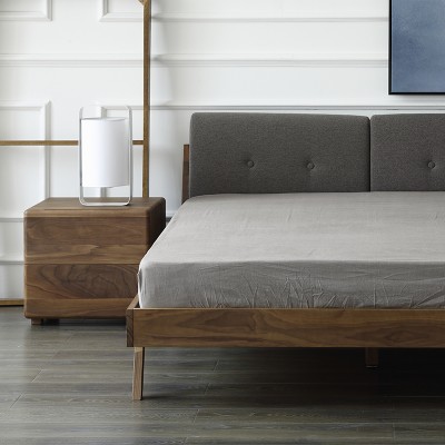 物也HC4现代北欧原创设计全实木床软靠背卧室双人床简约床
