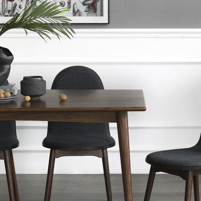 物也北欧餐桌椅组合黑胡桃橡木现代简约实木原木小户型表情家具