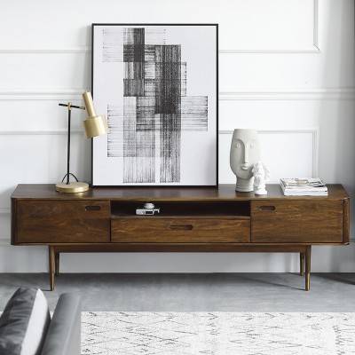 MUU北欧电视柜现代风简约黑胡桃木色实木小户型轻奢风格表情家具