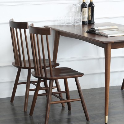 MUU餐椅北欧家用黑胡桃木现代简约轻奢创意书桌餐桌椅靠背全实木