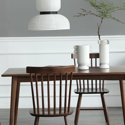 MUU餐椅北欧家用黑胡桃木现代简约轻奢创意书桌餐桌椅靠背全实木