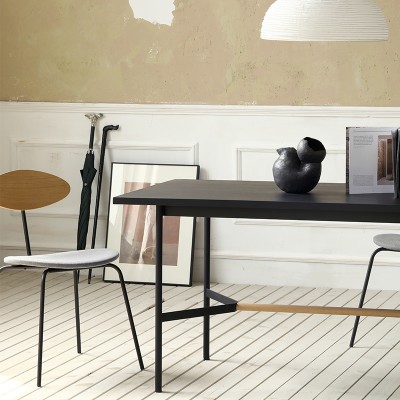 SOHO餐桌 家用小户型北欧风格铁艺腿现代简约轻奢黑色工作长桌子