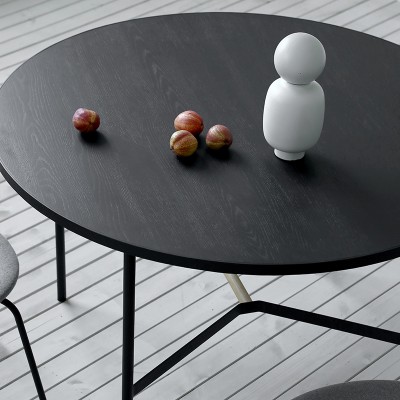 SOHO圆桌 ins风北欧简约现代轻奢家用餐厅黑色铁艺圆形餐桌椅组合