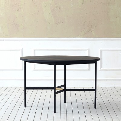SOHO圆桌 ins风北欧简约现代轻奢家用餐厅黑色铁艺圆形餐桌椅组合