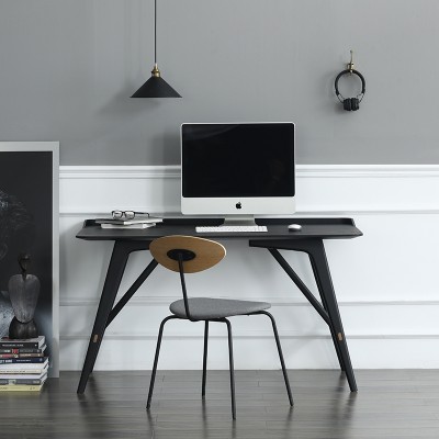 skagen书桌 北欧简约现代风格家用轻奢电脑学生创意黑色实木书桌