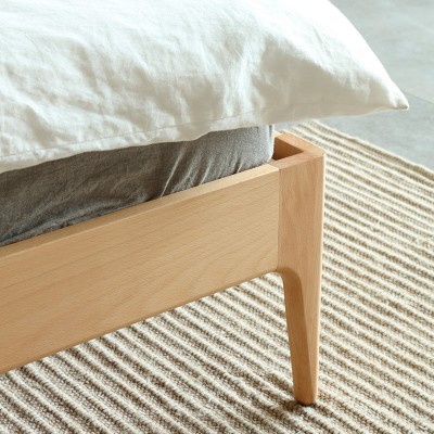 良榉北欧实木床主卧1.8米日式简约双人床可拆洗软靠背床