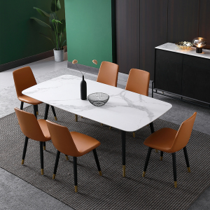 北欧岩板餐桌现代简约意式轻奢大理石餐桌椅